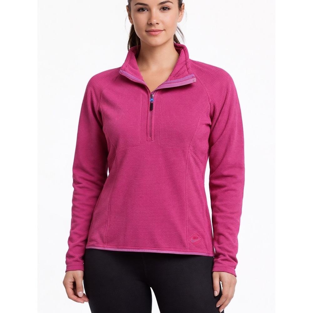 Nike Fit Therma ACG Womens M Fleece Jacket Pink 1/4 Zip Pullover Sweatshirt Gym